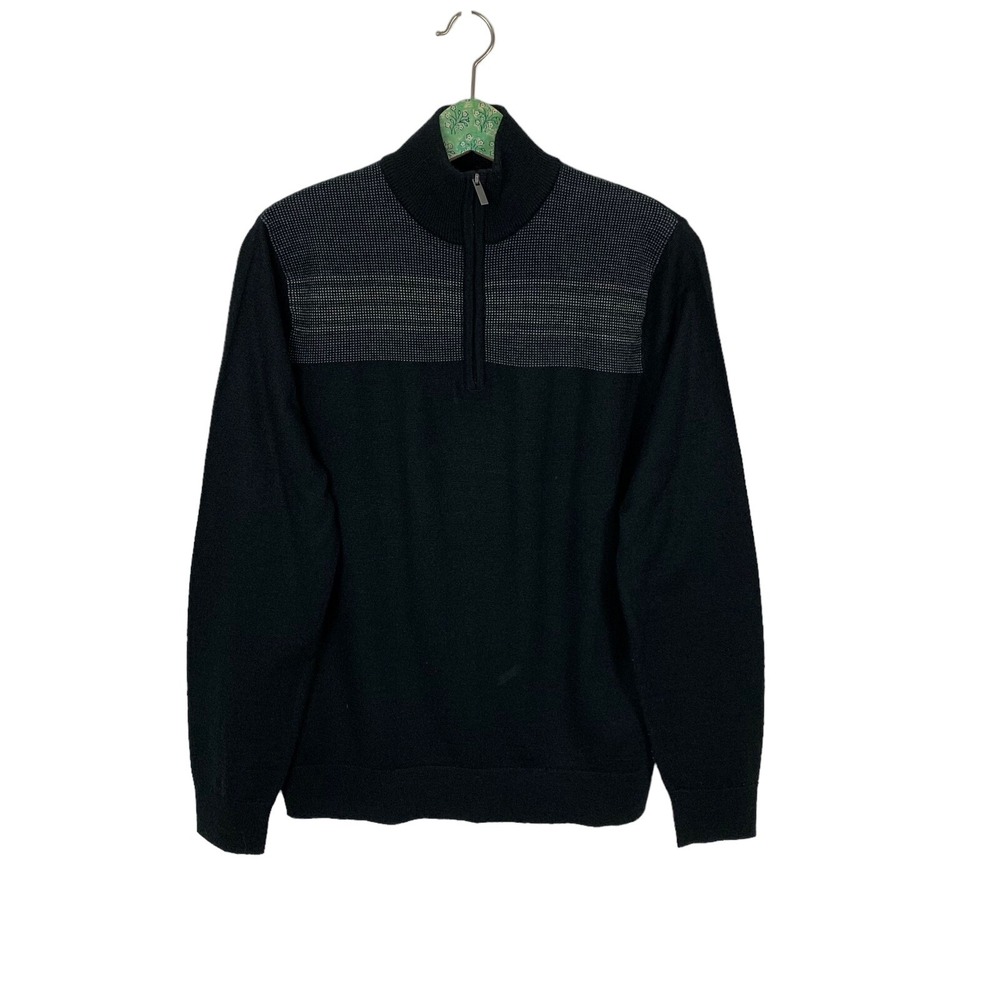 Nicklaus Black Quarter Zip Sweater Wool Blend Golf‎ Pullover Small